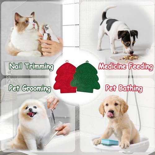 Lick Mat Slow Feeder 2PCS for Cats & Small Medium Dogs with Suction Cups,Freezer Safe,Fun Enrichment Toys for Anxiety Relief Boredom,Pets Bathing Grooming Training(Red+Green)