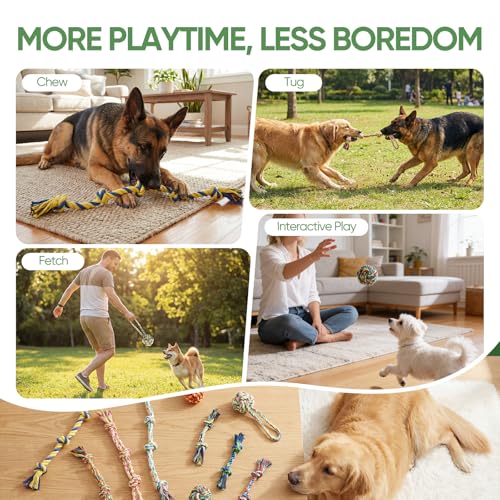 Aitmexcn Dog Rope Toys for Small and Medium Dogs, 10 Pack Puppy Teething Cotton Chew Tug Ropes, Indoor Outdoor Interactive Tug of War Toy Set, Sturdy Knot Toys for Dental Care and Boredom Relief - size: 10 Pack-Small