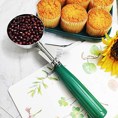 Saebye 2.7 OZ Scoop - #12 (1/3 Cup) - Disher, Ice Cream Soop, Cookie Scoop - Portion Control - 18/8 Stainless Steel, Green Handle, For Cookie, Ice Cream, Meatball, Muffin, Cupcake, Vegetable Salad - size: #12/ 2.7 oz
