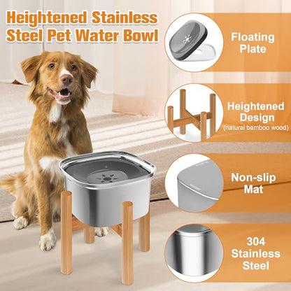 Decflow 3L Elevated Dog Water Bowl, Stainless Steel Raised Food Dispenser with Stand, Large Capacity No Spill Dog Water Bowl for Small, Medium and Large Dogs - color: Grey