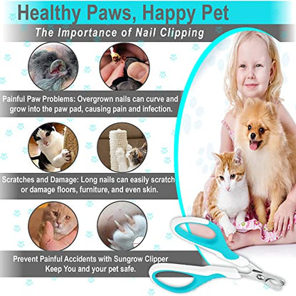 SunGrow Dog Nail Trimmer for Small and Medium Dogs, Cat Nail Claw Clipper, Non-Slip Handle, Professional Paw Grooming and Nail Care, Stainless Steel Blade