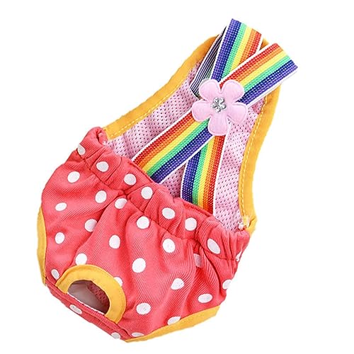 Dog Physiological Pants Pet Sanitary Pantie with Suspender Cat Diapers Underwear Puppy Adjustable Costumes Reusable Washable Breathable Menstruation Outfits Dog Diapers for Girl Dogs (Rose Red, XS) - color: Rose Red, size: X-Small