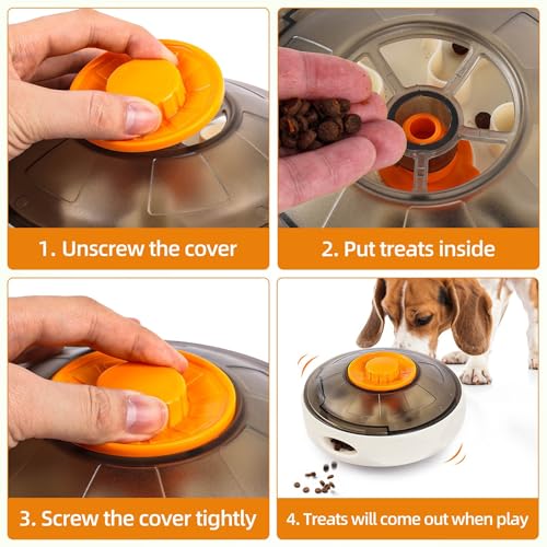 XCZAP UFO Treat-Dispensing Dog Toy, Interactive Puzzle Slow Feeder for Mental Enrichment, Durable Wobble Toy for Small/Medium/Large Breeds, Boredom Buster & Slow Eating Training Tool