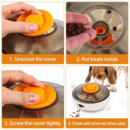 XCZAP UFO Treat-Dispensing Dog Toy, Interactive Puzzle Slow Feeder for Mental Enrichment, Durable Wobble Toy for Small/Medium/Large Breeds, Boredom Buster & Slow Eating Training Tool