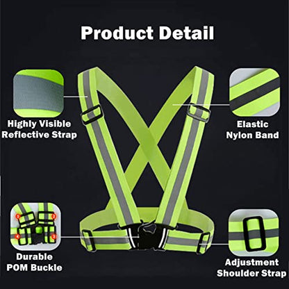 Reflective Vest, High Visibility Safety Vest Straps Reflective Gear for Night Running Walking Cycling for Men Women Kids - color: Green