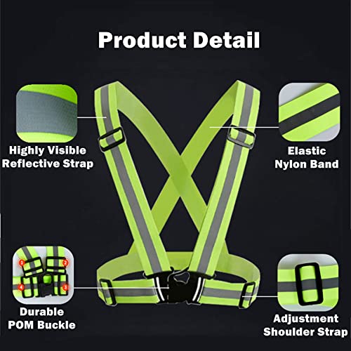Reflective Vest, High Visibility Safety Vest Straps Reflective Gear for Night Running Walking Cycling for Men Women Kids - color: Orange+green