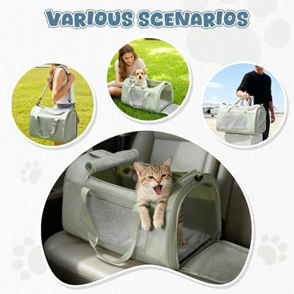 Large Cat Carriers Dog Carrier Pet for Small/Medium Cats Dogs Puppies,Soft-Sided Cat Bag Airline Approved,Carry Up to 20 Lbs,Green - color: A-Medium-Green