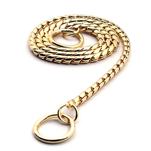 SGODA Gold Dog Chain Collar Choke Pet Training Snake Collar with Heavy Links, 16 in, 3 mm - color: Gold