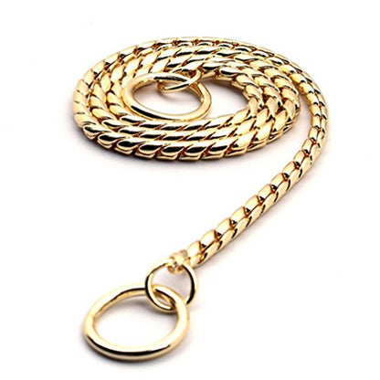 SGODA Gold Dog Chain Collar Choke Pet Training Snake Collar with Heavy Links, 16 in, 3 mm - color: Gold