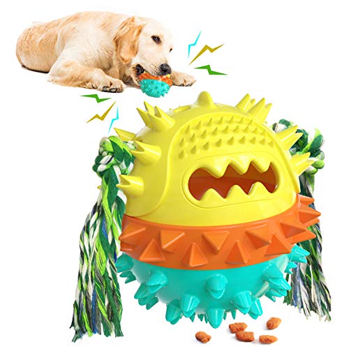 Carllg Dog Toys for Aggressive Chewers, Treat Dispensing Dog Toys, Durable Puzzle Balls Puppy Chew Toys for Teething, Dog Enrichment Toys for Medium and Large Breed - color: Blue