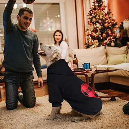 Dog Hoodie Sweater for Dogs Pet Clothes Black Buffalo Plaid Warm and Soft Breathable Cozy(XL) - color: Heart, size: X-Large