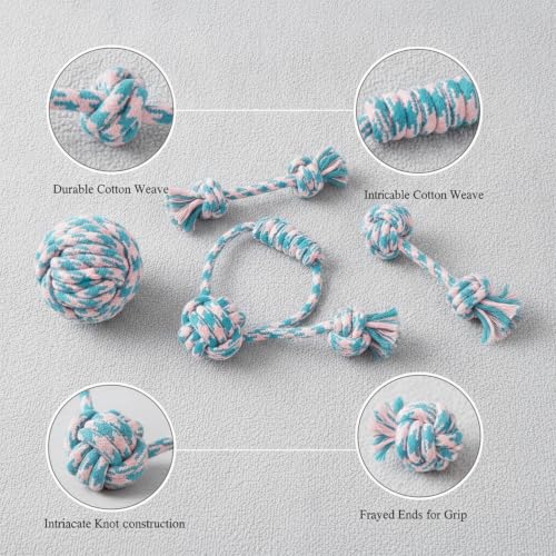 Dog Rope Chew Toys Set, 11-Pack Cotton Tug and Play Bundle for Small to Medium Dogs (Set of 11)