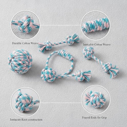 Dog Rope Chew Toys Set, 11-Pack Cotton Tug and Play Bundle for Small to Medium Dogs (Set of 11)