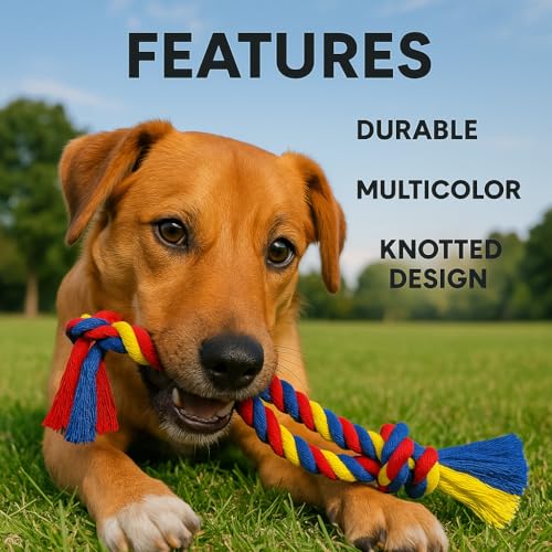 Dog Rope Toys for Medium and Large Dogs | Strong Cotton Rope Set for Chewing, Teething Comfort, Tug Play and Daily Interactive Activities | (2 pcs Dog Toys Combo)