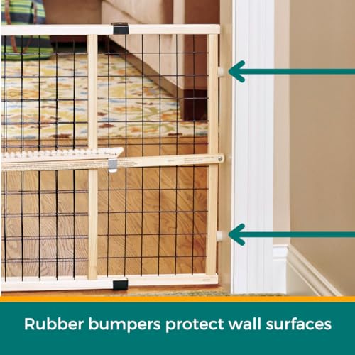 MYPET Wire Mesh Dog Gate: 26.5"-42" Wide Pressure Mounted with No Tools; Expandable, Durable Pet Gates for Doors and Hallways, 23" Tall, Made with Sustainable Hardwood - size: 26.5"-42" Wide, 23" Tall