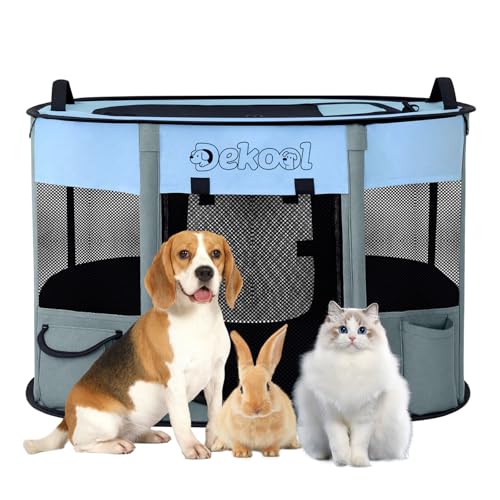 Foldable Dog Cat Playpen, Portable Dog Crate for Puppies, Cat, Puppy Play Pen for Indoors, Kennel Tent Crate for Indoor Outdoor Travel Camping Use with Carrying Case (Blue, S) - color: Blue, style: Small(27"x22"x17")