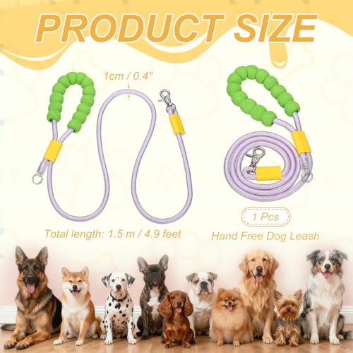 Dog Leash with Padded Hands Free, 4.9ft/1.5m Adjustable Bungee Dog Training Leash, No Pull Heavy Duty Nylon Rope(Purple), Intended for Large Medium Pet Running/Hiking/Walking - color: Purple, size: 4.9ft/1.5m