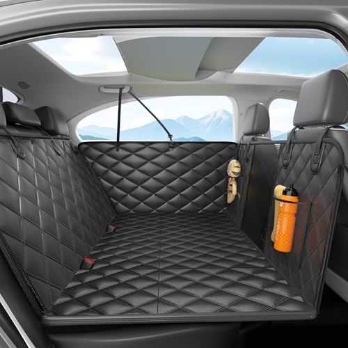 Dog Car Seat Cover for Back Seat, Hard Bottom Back Seat Extender for Dogs - Supports 400lbs, Scratch Resistant, Anti Slip Portable Dog Hammock, Suitable for F150, SUVs and Trucks