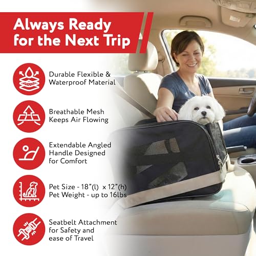 dbest products Pet Smart Cart, Medium, Black, Rolling Carrier with wheels soft sided collapsible Folding Travel Bag, Dog Cat Airline Approved Tote Luggage backpack - color: Black, size: 21.0"L x 12.0"W x 16.0"H, style: Carrier on wheels
