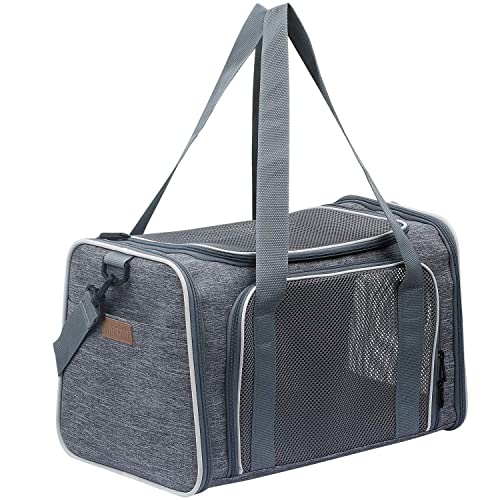 Cat Carrier - Soft-Sided Dog Pet Carrier, Portable Foldable Pet Bag up to 28 Lbs, Airline Approved Travel Puppy Carrier (Large, Light Grey) - color: Light Grey, size: 19.7"L x 12"W x 12"H