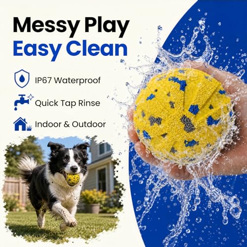 Interactive Dog Toys Ball, Moving Dog Toys to Keep Them Busy, Automatic Self Rolling & Bouncing, Soft E-TPU Material IPX7 Waterproof, Enrichment for Small Medium Large Breeds, Yellow - color: Yellow-Automatic Ball