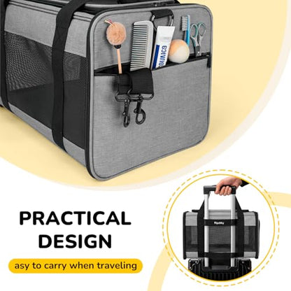Hipubby Cat Carrier Dog Carrier for Pets Up to 16 Lbs, Soft-Sided Pet Travel Carrier for Cats and Small Dogs, Airline Approved Pet Carrying Case with Shoulder Strap & Removable Mat - Grey - color: Grey