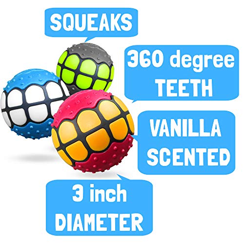 Dog Balls Toys Squeaky Fetch - Rubber Funny Ball Gifts for Large Medium Dogs (Variety Pack) - color: Variety