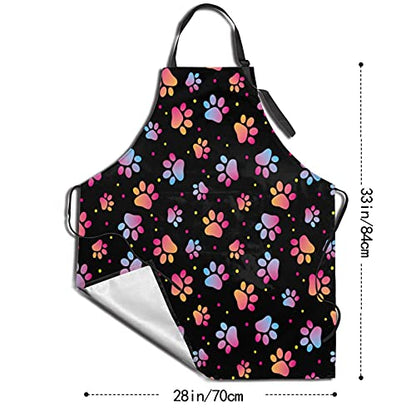 Dog or Paw Apron - 33" x 28" Large with 26" Waist Ties, Lightweight, with 2 Pockets for Your Cooking Essentials - style: Dogs Paw