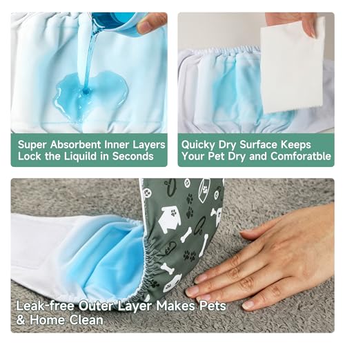 wegreeco Washable Male Dog Belly Band (Stylish Pattern) - Pack of 3 - Dog Diapers Male - Washable Male Dog Belly Wrap (Bones & Footprints, X-Small) - color: Bones & Footprints, size: X-Small (Pack of 3)