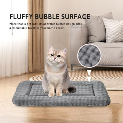 Pet Bed Mat Crate Pad for Cats Small Dogs, Washable Soft Pet Sleeping Mat Kennel Pad with 3D Bubble Pattern, Grey, 24"x 18" - color: Grey, size: 24"L x 18"W x 1.5"Th