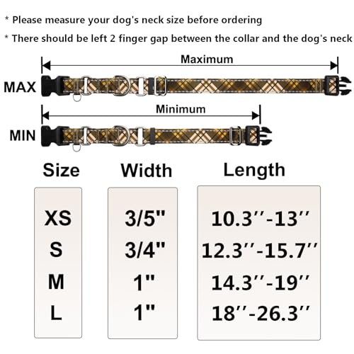 Fall Reflective Martingale Collar for Dogs with Quick Release Buckle Autumn Dog Collars (Brown Plaid, Small) - color: Brown Plaid, size: Small