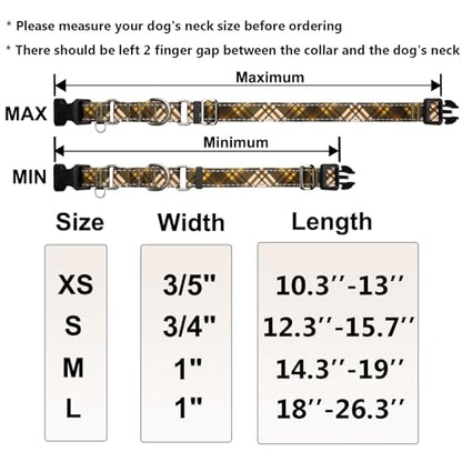 Fall Reflective Martingale Collar for Dogs with Quick Release Buckle Autumn Dog Collars (Brown Plaid, Small) - color: Brown Plaid, size: Small