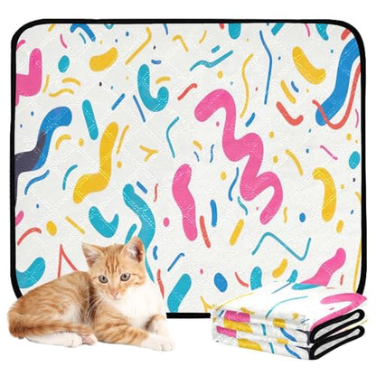 Qilmy Colorful Ribbons Pet Mat, Waterproof Reusable Dog Training Pad Anti-Slip Pet Creat Pad for Small Medium Large Dogs and Cats - size: Smallx3