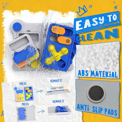 Dog Puzzle Toy Enrichment Toys, Interactive Dog Toys for IQ Training & Mental Stimulation, ABS Easy Clean Detachable Tray Non-Slip Base, Treat Slow Feeder for Smart Dogs, Blue - color: Blue