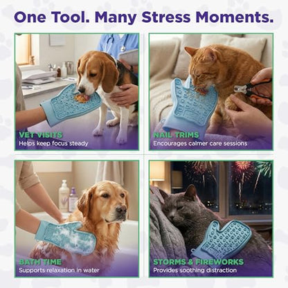 Lixy Pet LickMitt – Dual-Sided Calming & Grooming Mitt for Dogs and Cats – Human-Held Silicone Treat Mitt for Anxiety Relief, Bonding & Shedding – BPA-Free, Food-Grade, Easy Clean – Blue - color: Blue