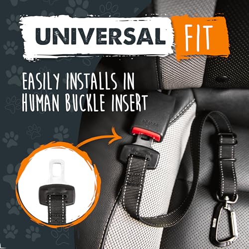 Mighty Paw Dog Seat Belt for Car - Safe Distraction Free Driving, Heavy-Duty Design with Aviation Grade Aluminum Carabiner, Adjustable Dog Seatbelt Harness for Small, Medium and Large Pets - style: Buckle Attachment (Most Popular)