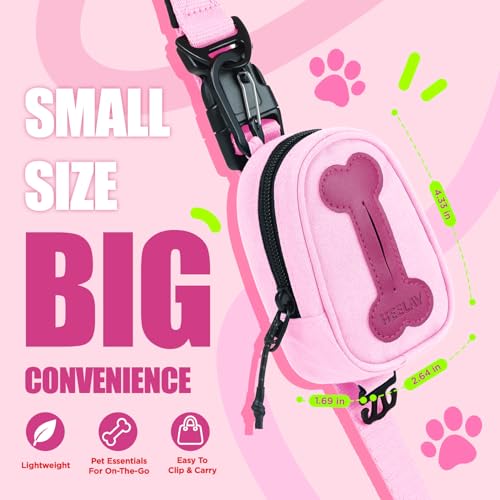 Dog Poop Bag Holder for Various Leashes,Hands Free Dog Bags Holder with Hook loop/Carabiner Clip,Bags Rolls Holder-Large Capacity,Dogs Walking,EXCLUDED - color: Pink