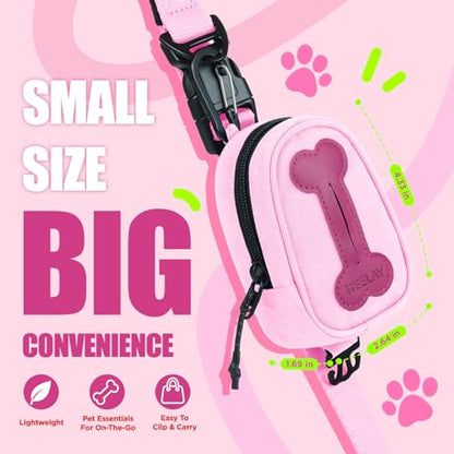 Dog Poop Bag Holder for Various Leashes,Hands Free Dog Bags Holder with Hook loop/Carabiner Clip,Bags Rolls Holder-Large Capacity,Dogs Walking,EXCLUDED - color: Pink