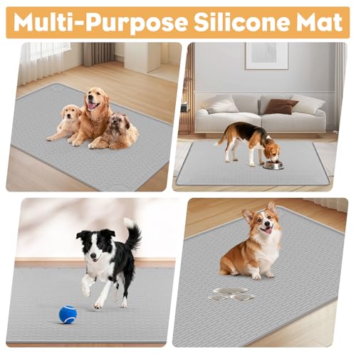 50" x35" Pee Pad Holder for Dogs Puppy Pad Holder Large Silicone Pee Tray for Dog Training Floor Protection Raised Edge Dog Potty Tray, No Pee Pads(Gray) - color: 50" X35" Gray