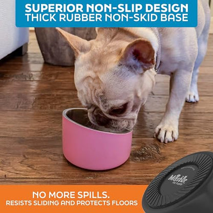 Master Pet Supply Stainless Steel Slanted Dog Cat Food Bowl - 8 oz Heavy Duty - Black Velvet, Double Wall Insulated, Non-Slip Elevated Bowl for French Bulldogs Pugs Cats, Anti Rust Dishwasher Safe - color: Black Velvet, size: 1 Cup (8 oz)