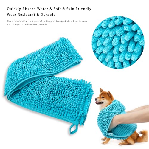 Premium Dog Drying Towel & Bath Brush Set – Super Absorbent Sherpa Microfiber Pet Towel for Fast Drying, Gentle Cleaning & Coat Care | Safe for Dogs & Cats