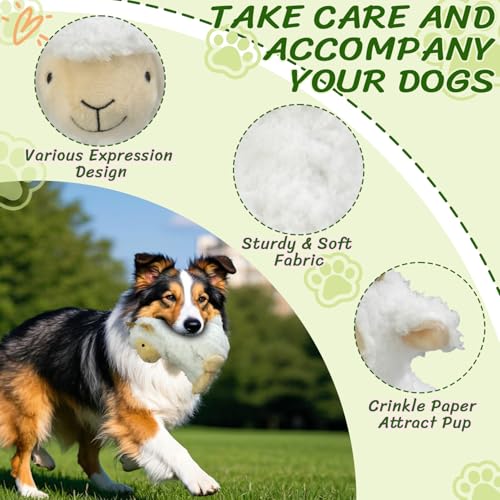 Squeaky Stuffed Dog Toys，Plush Sheep Shape Dog Toy， Indoor&Outdoor Playing Dog Toys to Keep Them Busy, Chew Toys for Large Medium Small Puppies - color: White