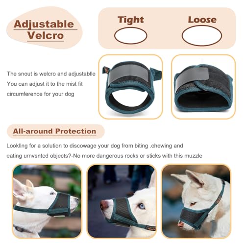 HEELE Dog Muzzle,Soft Nylon Muzzle Anti Biting Barking Chewing,Air Mesh Breathable Drinkable Adjustable Loop Pets Muzzle for Small Medium Large Dogs (Blackish Green, S) - color: Blackish Green, size: S