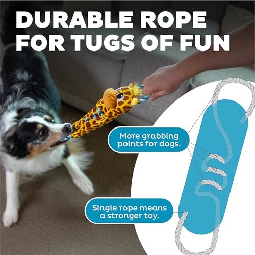 Outward Hound Ropiez Rope Interactive Dog Tug Toy for Tugging Squeaky Fun, Giraffe, Yellow, Small - color: Ropiez Giraffe
