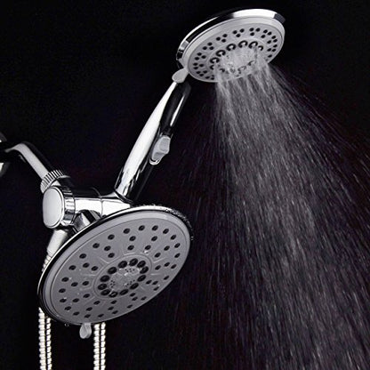 30-Setting 6 Inch Rain Shower Head with Handheld Shower Combo featuring Patented ON/OFF Pause Switch by Hydroluxe - Use Each Showerhead Separately or Both Together! Premium Chrome Finish - color: Gray Face