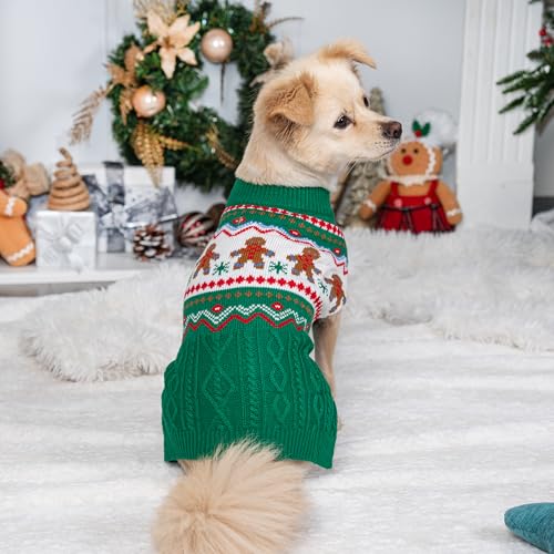 LUBOT NEW Ugly Christmas Sweaters for Puppy Cute Funny Wintertime and Holiday Parties Knitted Pullover Sweater Santa Small Dog Green Gingerbread Small - color: Green Gingerbread, size: Small