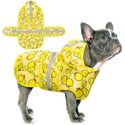 Paiaite Waterproof Hooded Dog Raincoat with Reflective Strips Yellow Duck XS - color: Yellow Duck, size: XS-(2~6lb) | Chest(~13.78-14.95")|Back(10.2")