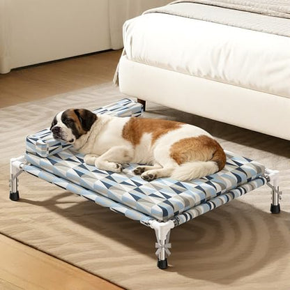 Orthopedic Dog Bed for Medium Dogs - Elevated Dog Couch with Bolster and Cushion, Raised Pet Couch Bed with Removable Washable Cover - size: Medium
