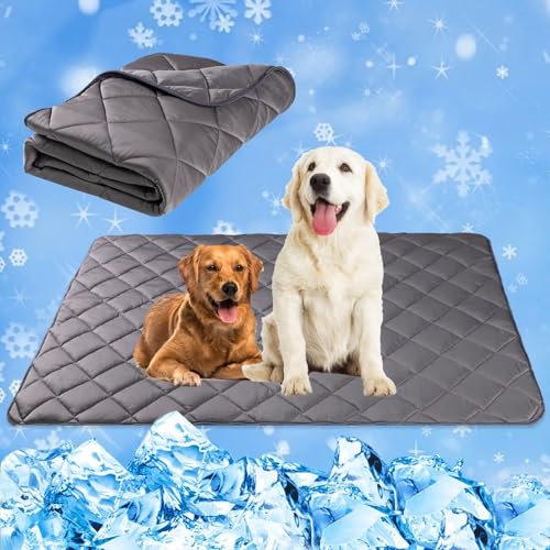 Paw Legend Dog Cool Mat for Dogs & Cats - Cool Tech Fabric, Washable Dog Sleeping Pad for Kennel, Sofa, Floor, Car Seats - Summer Cooling Blanket, Large - color: Gray, size: Large