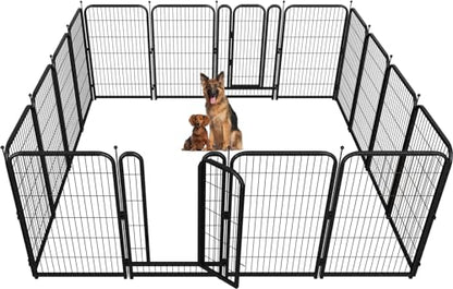 Metal Dog Playpen, 45" Inch Height 16 Panels, Large Dog Fence for Large/Medium/Small Dogs Indoor & Outdoor Bliss, Perfect Dog Pen for Camping, Yard and RV | Black-Silver - size: 45"High, style: 16 Panels